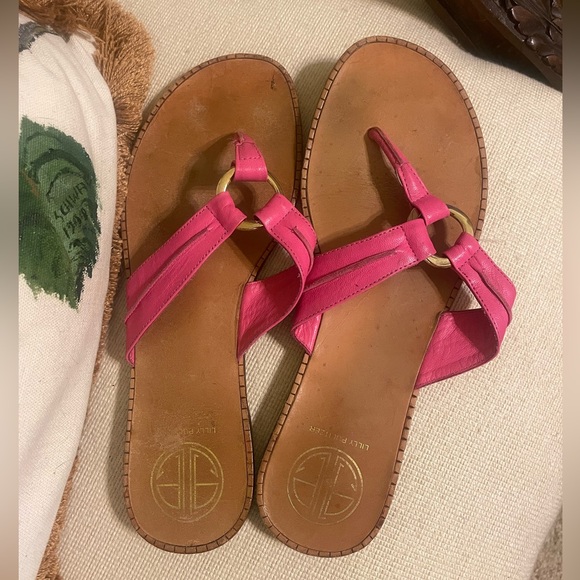 Tory Burch Pink Sandals with Gold Ring - Picture 1 of 2